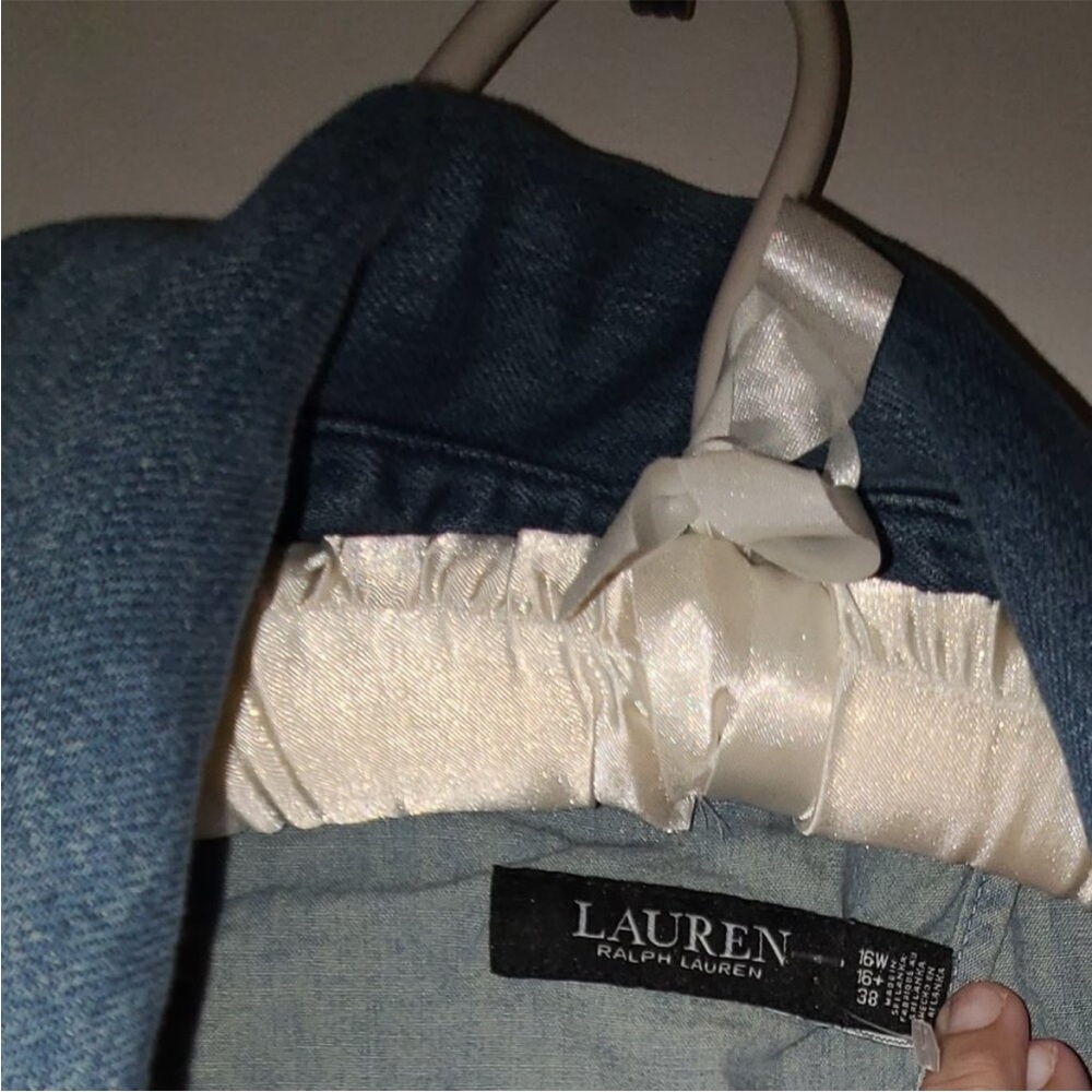 Lauren Ralph Lauren Light Blue Denim Trench Coat 16W - Picture 8 of 14